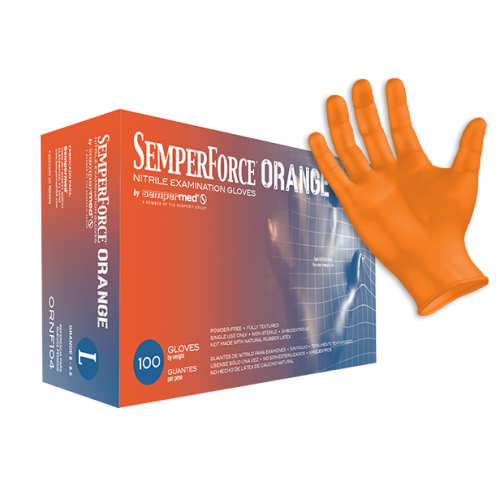 SemperForce Orange Nitrile Exam Gloves